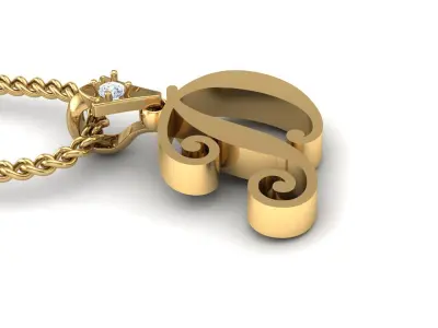 Light Gold Fancy Font Pendant D 3D print model