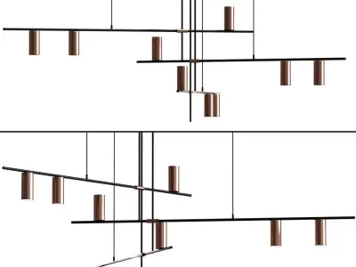 Light Suspension Chandelier In Black 3D model