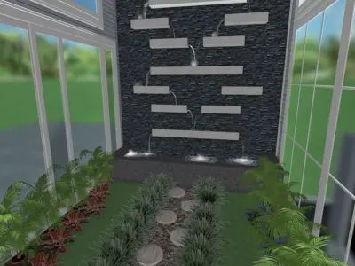 Cascading Waterfall Design Water Wall 3D model