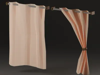 LowpolyCurtain three curtains Low-poly 3D model