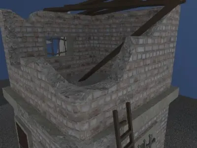 Broken building 3D Low-Poly Model Low-poly 3D model