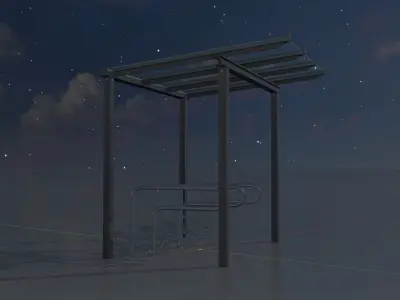 Bicycle parking with glass roof version 1 Low-poly 3D model
