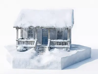 Frozen Abandoned Winter Cottage 3D Model Low-poly 3D model