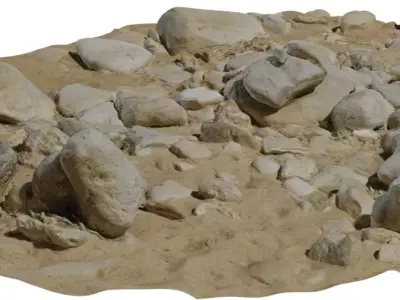Photorealistic Sandy Rock Patch Low-poly 3D model