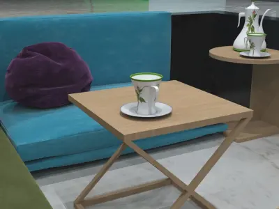 Arabic majlis area inside the villa 3D model