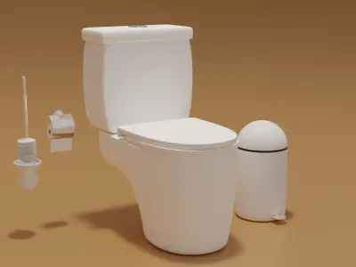 Toilet Toilet Brush Toilet Paper 3D model