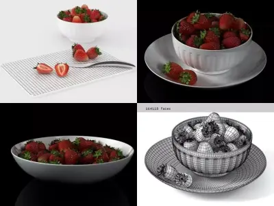 S strawberry cutting board 3D model