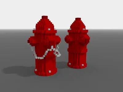 Voxel Fire Hydrant  Low-poly 3D model