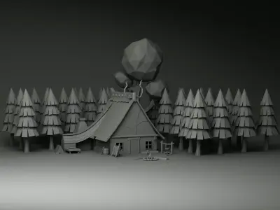 Senario Low-poly 3D model