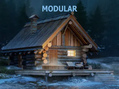 Karelian bath Log house from Kelo Low-poly 3D model