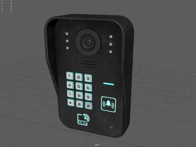 RFID Door Intercom with cam Low-poly 3D model