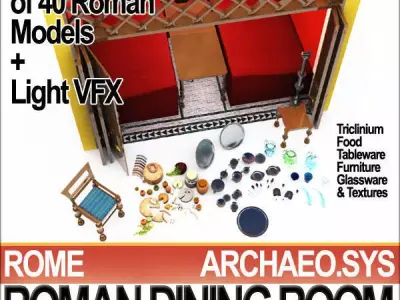 Ancient Roman Dining Room A Collection and VFX 3D model