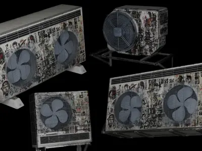 18 Cyberpunk Air Conditioner Low-poly 3D model
