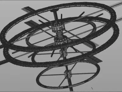 Sci Fi Space Station PBR Futuristic Ship City 3D model