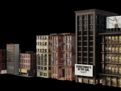 City Buildings in blender Low-poly 3D model