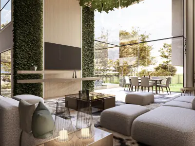 Modern Biophilic Villa Design Interior and Exterior Design Low-poly 3D model