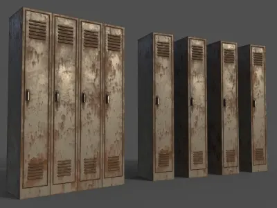 PBR School Gym Locker 02 - Pale Green Low-poly 3D model