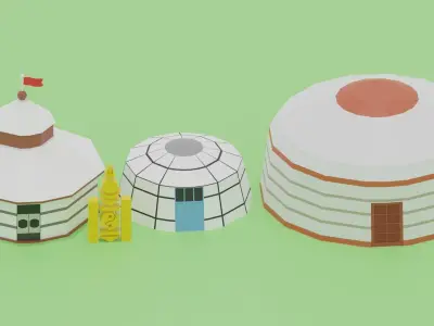 Cartoon Mongolian Yurt Colletcion 3D model