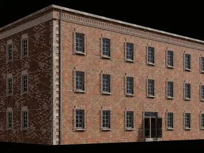 BRICK BUILDING APARTMENT TENEMENT HOUSE CITY TOWN COLLECTION Low-poly 3D model