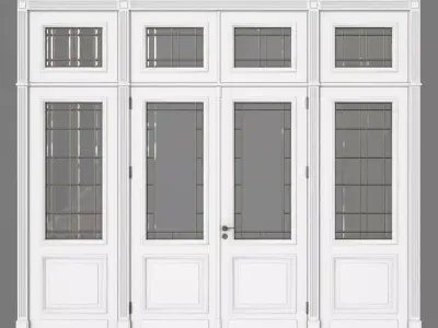 Door with glass panels 3D model purchase