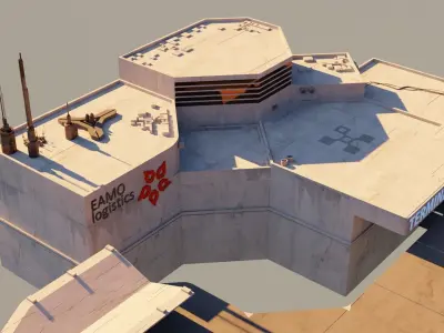 Futuristic space port 3D model