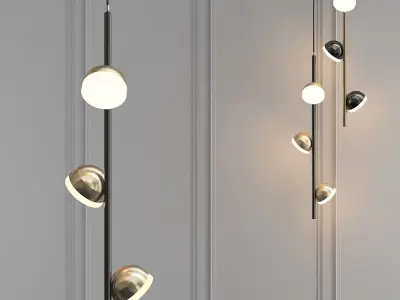 April pendant light with three lights hanging from ceiling 3D model