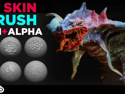 40 skin brushes-Zbrush and Blender Brush-Creature brush 3D model