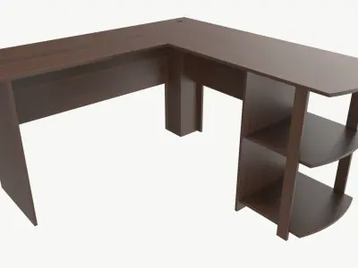 L-shape Desk with Side Bookshelves 3D model