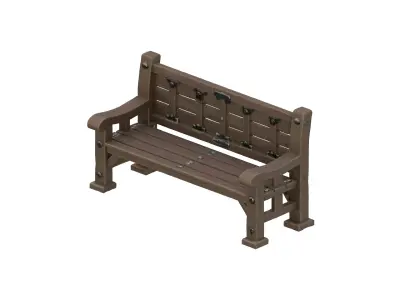 Wooden Park Bench Game Ready Environment Prop 3D model