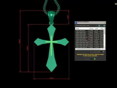 Light Gold 18K Cross Pendant 2CP032 3D print model