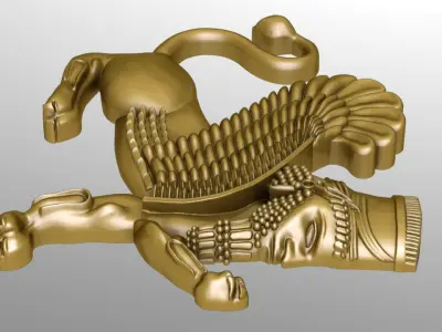 Flat Assyrian door guard new metha 3D print model