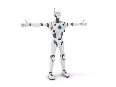 Futuristic Humanoid Robot Model Pack Low-poly 3D model