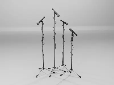 Microphone with stand Low-poly 3D model