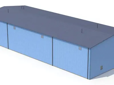 Blue Industrial Building 36 PBR Low-poly 3D model