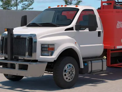  Mobile B-51 Drill Rig Truck Red Rigged for Cinema 4D 