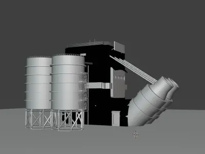 Game Ready Textured Factory Model Free low-poly 3D model
