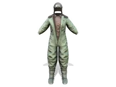 Old Vintage Green Pilot Full Uniform Outfit Low-poly 3D model