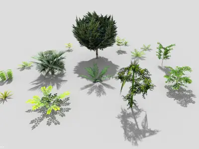low poly foliage pack Low-poly 3D model