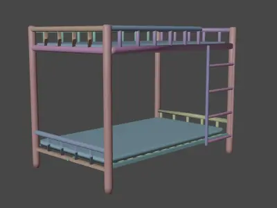 Prison Bunk Bed Low-poly 3D model