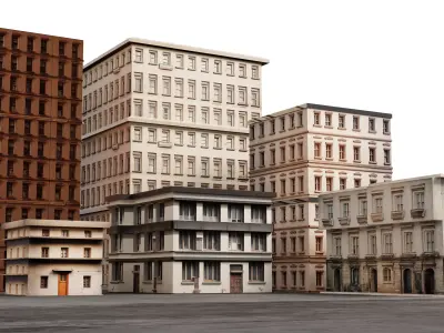 6 Realistic Low Poly Buildings building  Low-poly 3D model