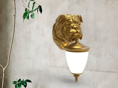 Bulldog Head Wall Lamp 3D print model