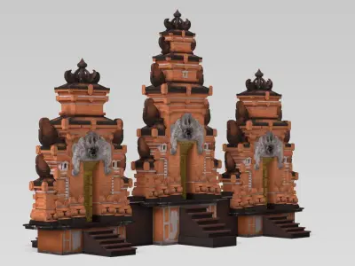 Candi Bentar Petitenget Traditional Split Gate Architecture 3D model