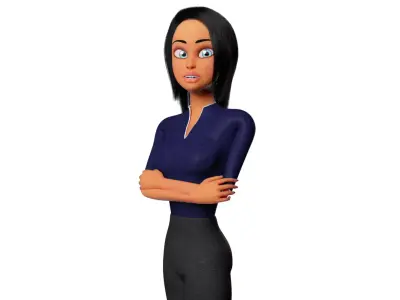 Business Woman Cartoon Rigged Low-poly 3D model