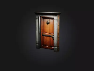 Realistic Locked Door Model Low-poly 3D model