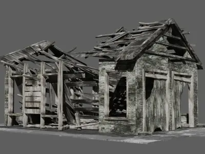 Abandoned old house - realistic low poly Low-poly 3D model buy