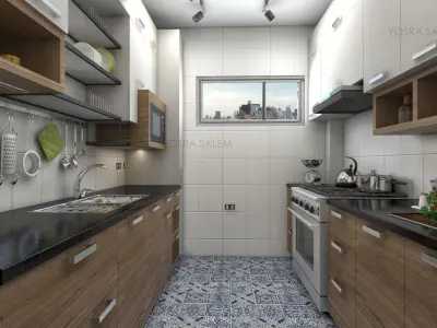 modern small kitchen 3D model