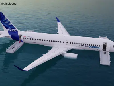  Airbus A220 Emergency Ditching with Inflated Slides 
