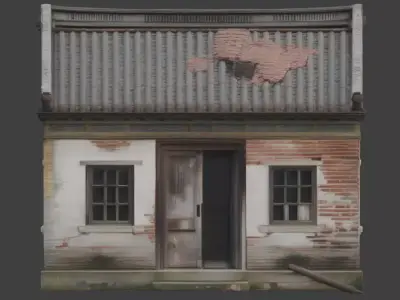 Ancient Rural Chinese House Ruined State 3D Model V01 Low-poly 3D model