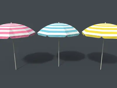 PBR Beach Parasol Low-poly 3D model