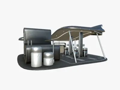 SciFi Gas Station A09 Dark Metal - Sci Fi Exterior Design Low-poly 3D model